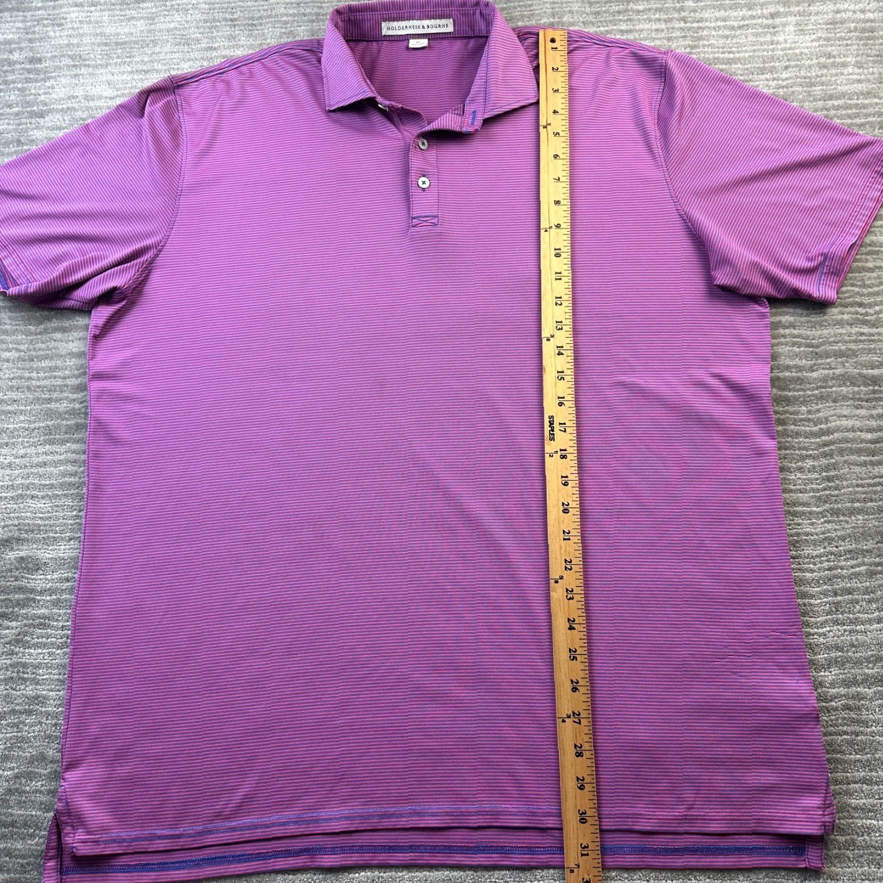 Vintage Holderness & Bourne Polo Shirt Mens XL Purple Striped Golf Performance Tailored Polo Shirt Casual Activewear Size US XL / EU 56 / 4 - 8 Thumbnail