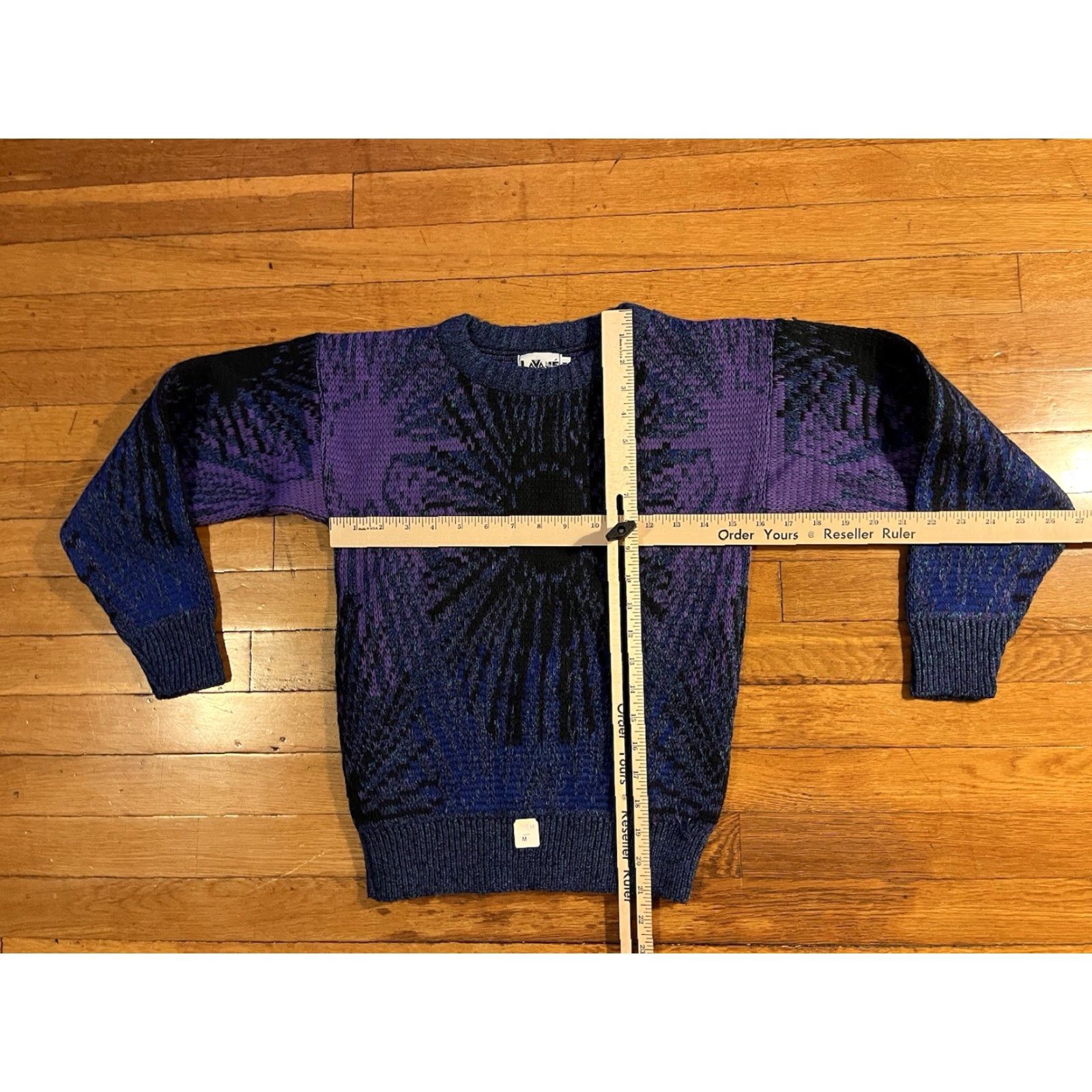 Savane VINTAGE Lavane Sweater Women’s Medium Purple Black Blue All Over Print Size M / US 6-8 / IT 42-44 - 7 Thumbnail