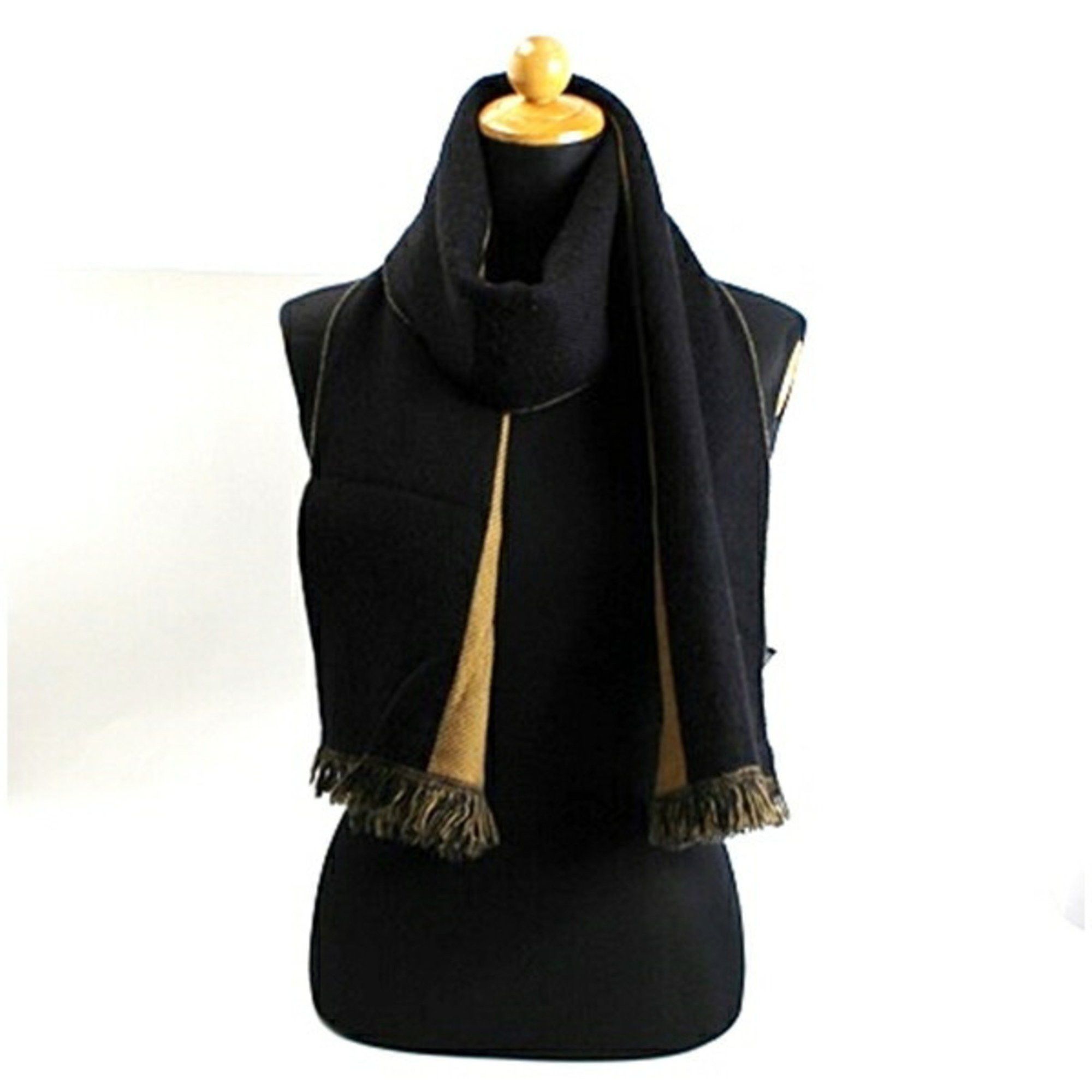 Gucci Gucci Wool Scarf Camel x Black 166 41 cm GUCCI Women's Size ONE SIZE - 1 Thumbnail
