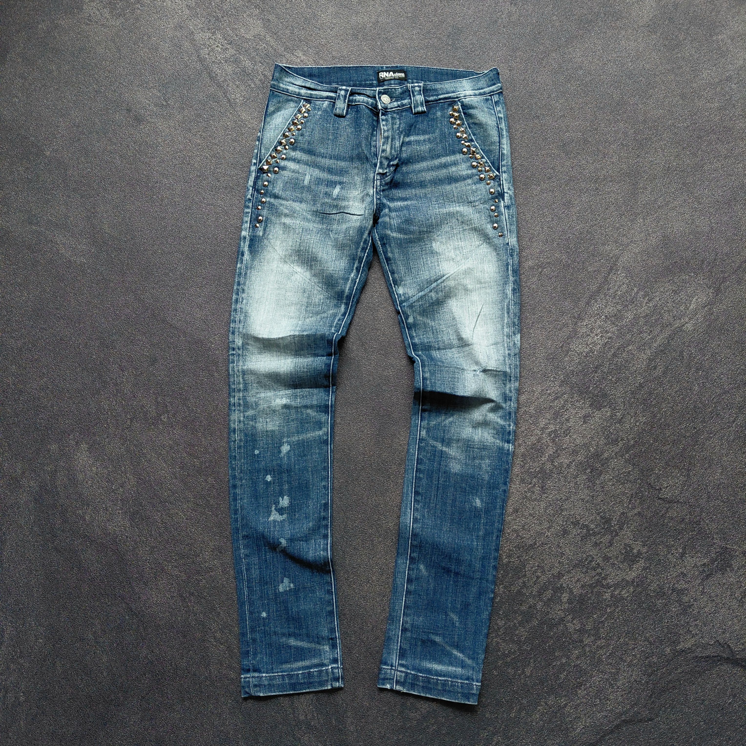 Japanese Brand Vintage Y2K Distressed RNA Studded Denim Pants Size US 30 / EU 46 - 1 Thumbnail