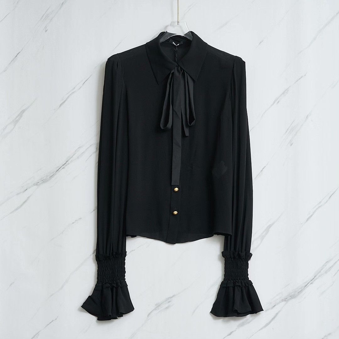 Balmain Balmain Court Style Silk Shirt Size S / US 4 / IT 40 - 1 Thumbnail