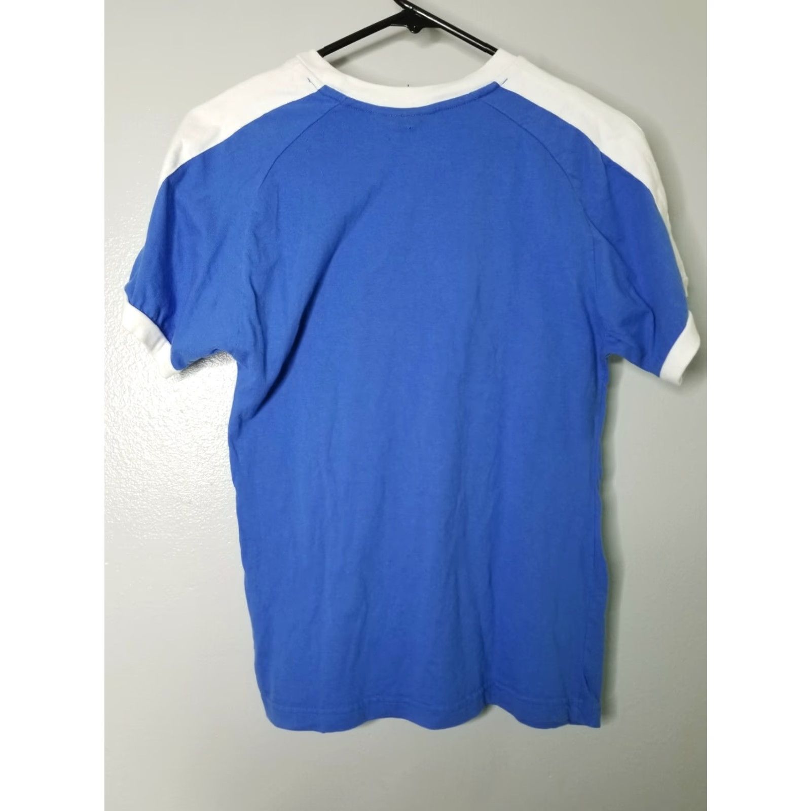 Hanes Hanes T-Shirt Cartoon Sharko Star Ringer Crew Neck Short Sleeve Men S Blue Cotton Vintage-Style Distressed Graphic Print, Small Size US S / EU 44-46 / 1 - 2 Thumbnail