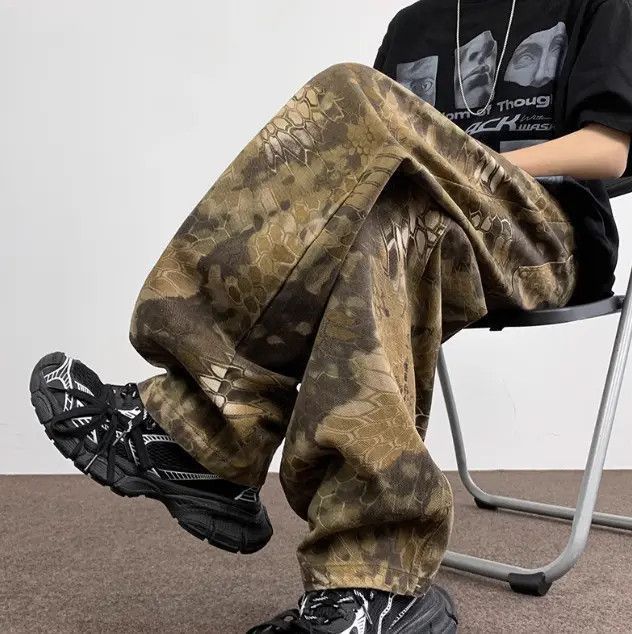 Japanese Brand Retro snake patterned camouflage washed jeans Size US 32 / EU 48 - 4 Thumbnail