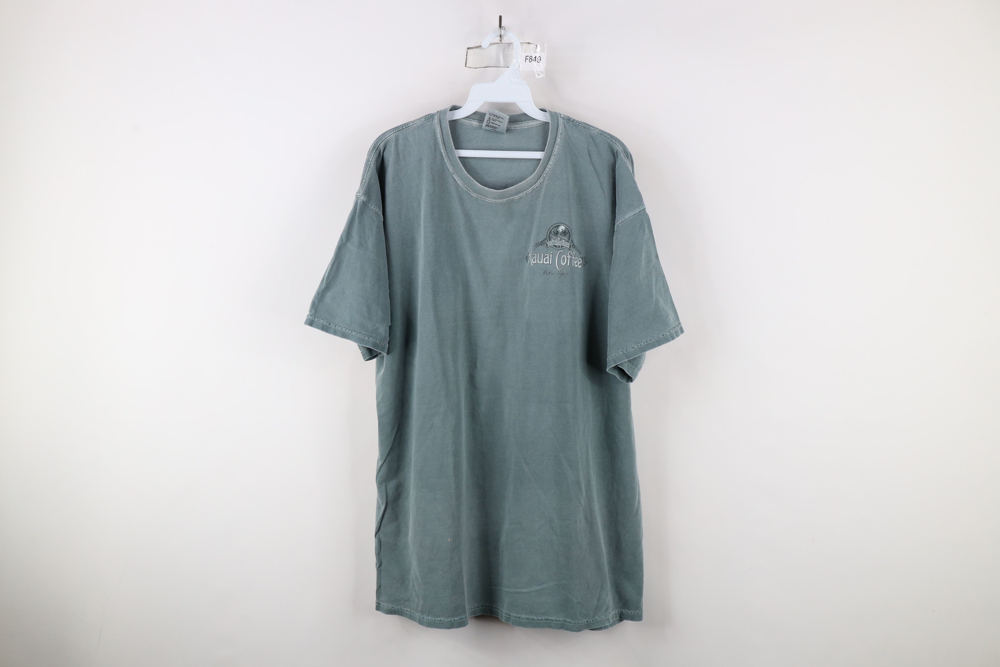Vintage Vintage 90s Streetwear Stonewash Kauai Coffee T-Shirt Green Size US L / EU 52-54 / 3 - 1 Thumbnail