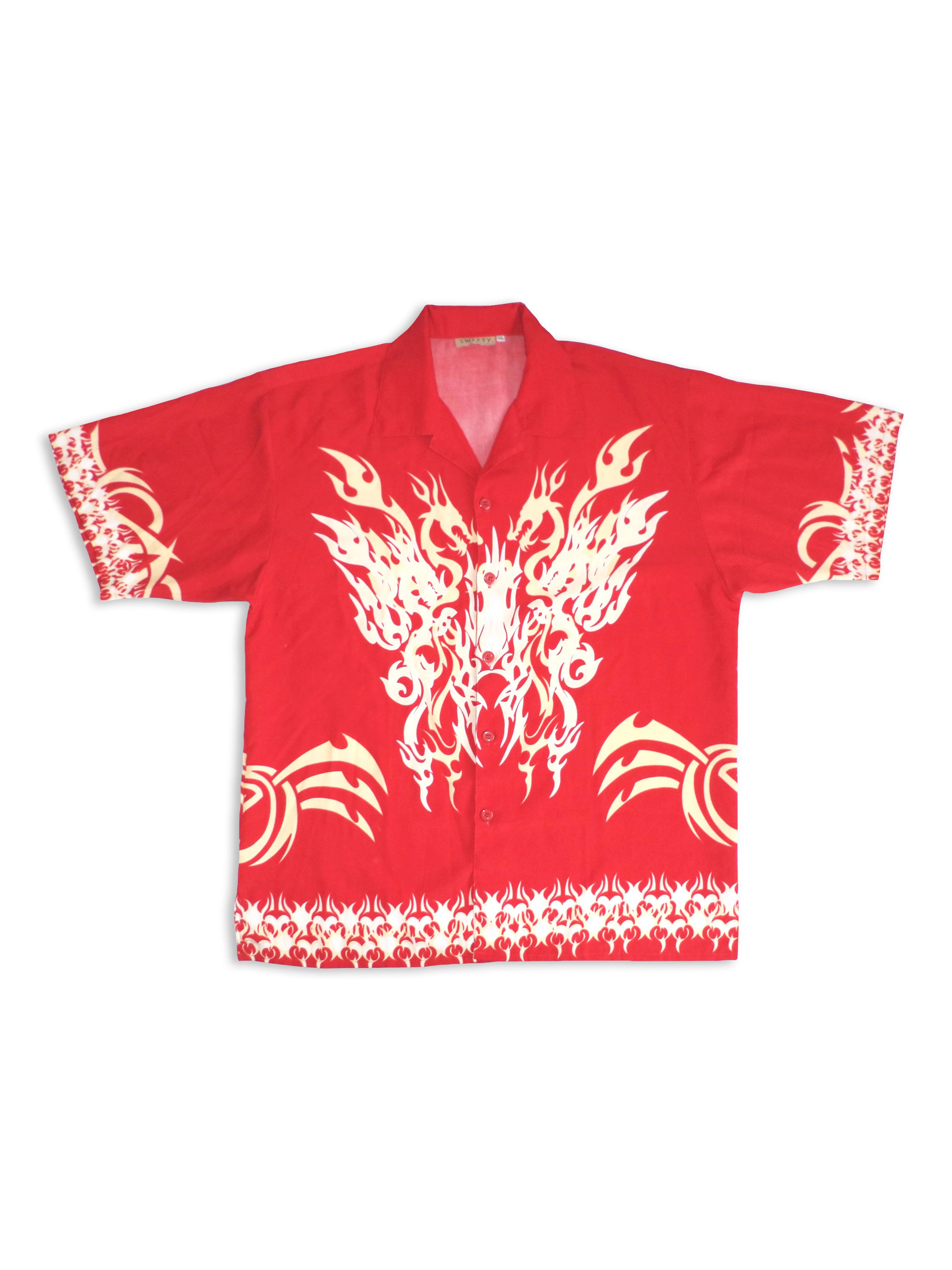 Other Vintage Y2K 90s DRAGON TRIBAL Button Up Shirt Short Sleeve Size US XXL / EU 58 / 5 - 1 Thumbnail