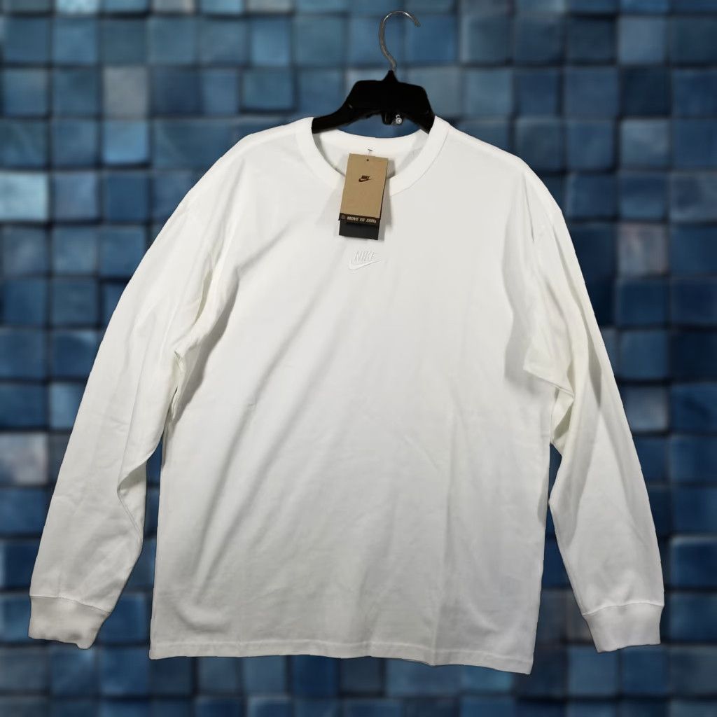 Nike Nike Men’s Long Sleeve T-Shirt Cotton Logo Crew Neck Sports White M Size US M / EU 48-50 / 2 - 1 Thumbnail