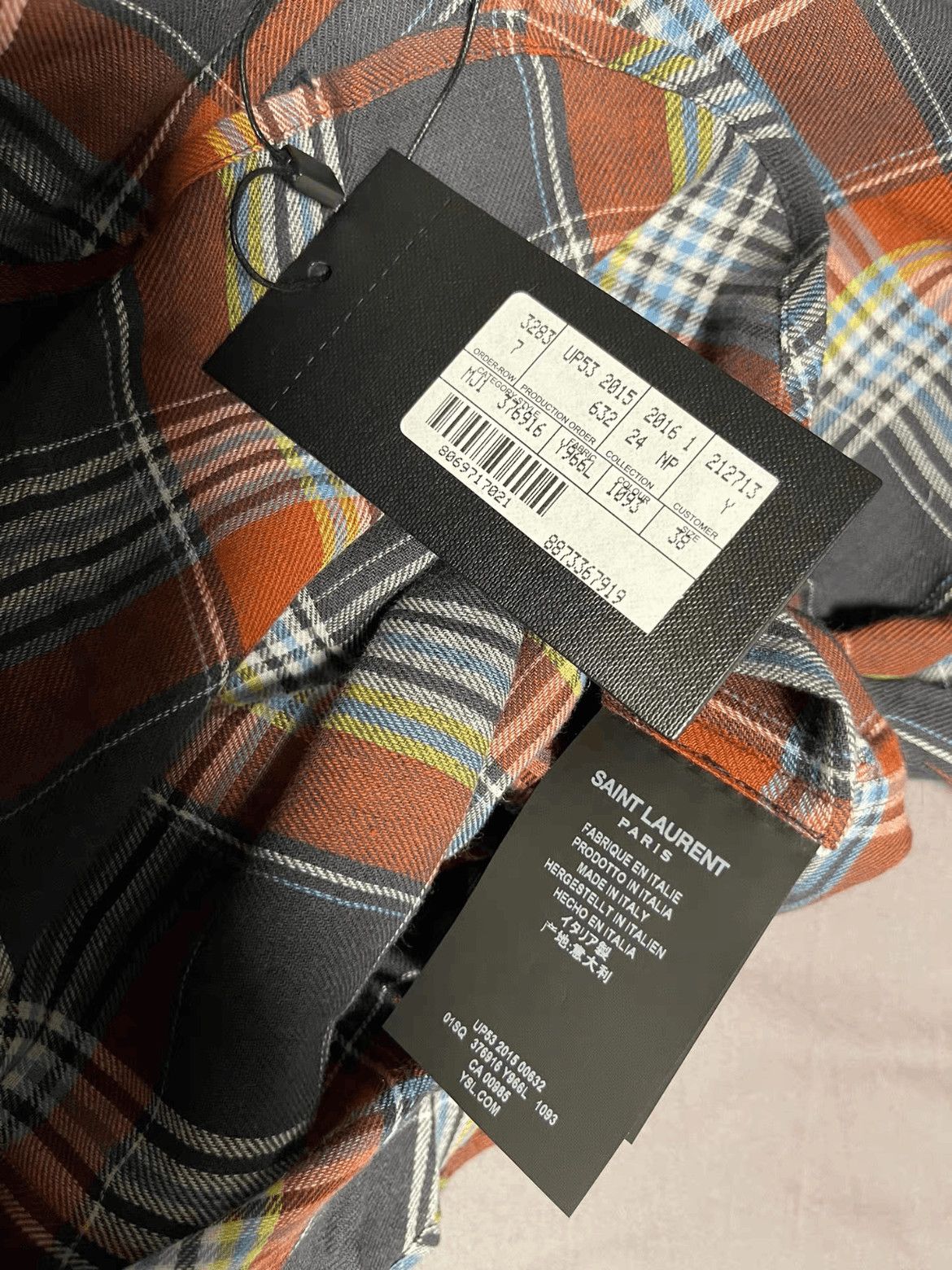 Saint Laurent Paris Sz 38 Saint Laurent Paris 16SS Runway Plaid Shirt Size US M / EU 48-50 / 2 - 4 Thumbnail