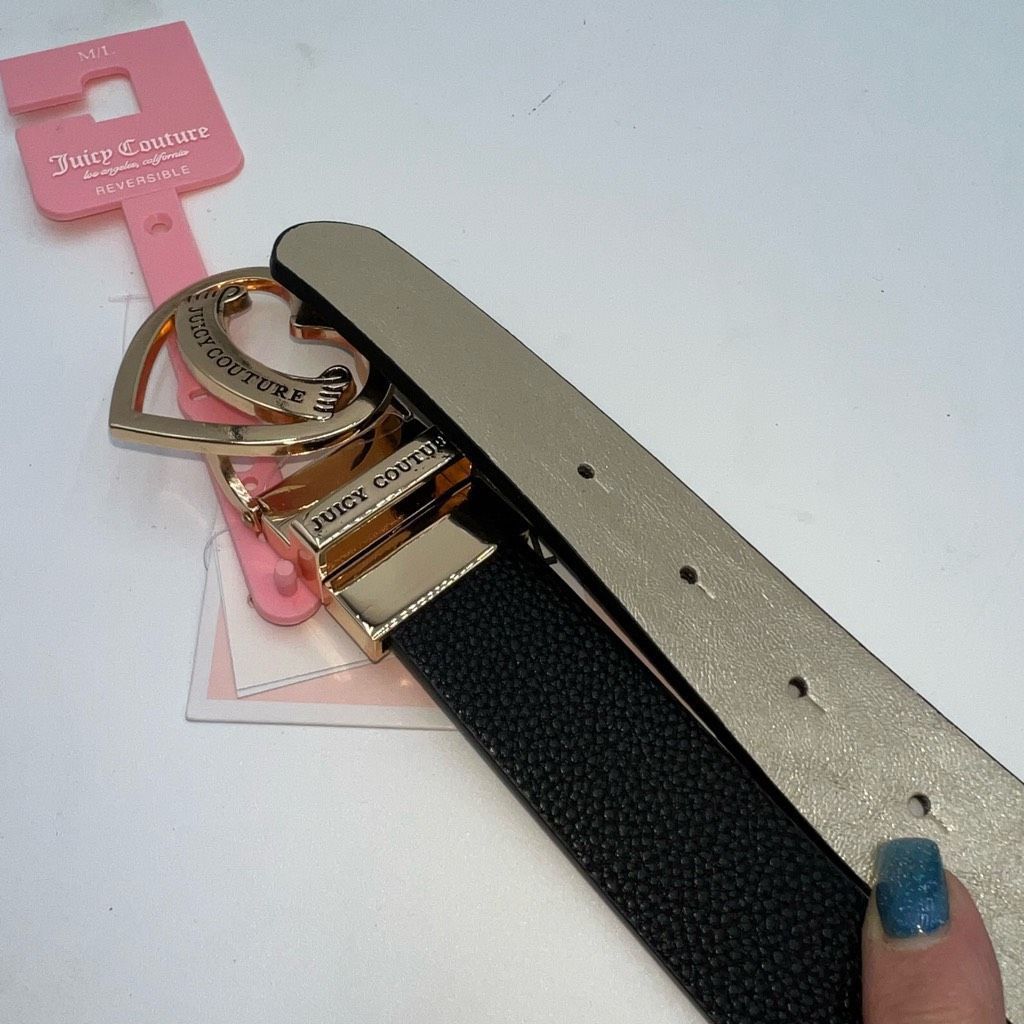 Juicy Couture Juicy Couture Reversible Black/Gold Bling Belt M/L Size ONE SIZE - 6 Thumbnail