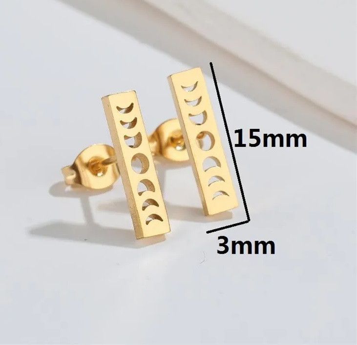 Jewelry Moon Phase Mini Stud Earrings Charm Earring Gift Size ONE SIZE - 2 Thumbnail