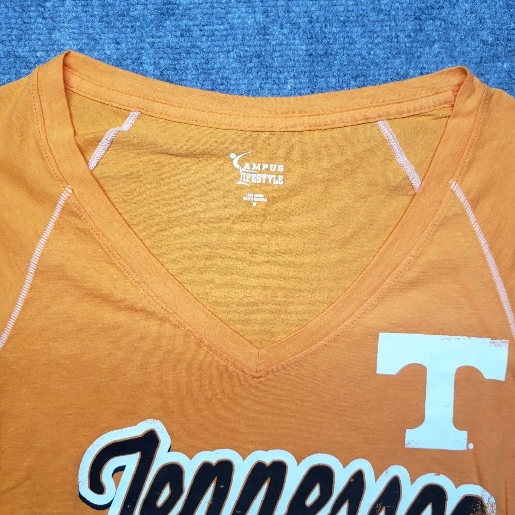 Vintage Campus Lifestyle T-Shirt Womens M Orange Tennessee Volunteers V-Neck Cotton Size M / US 6-8 / IT 42-44 - 2 Thumbnail