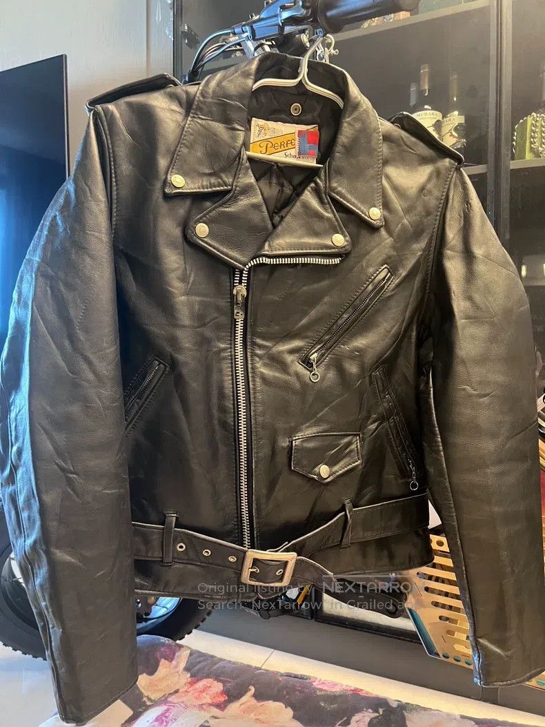 Schott Schott Cable-stayed leather biker jacket Size US XS / EU 42 / 0 - 1 Thumbnail