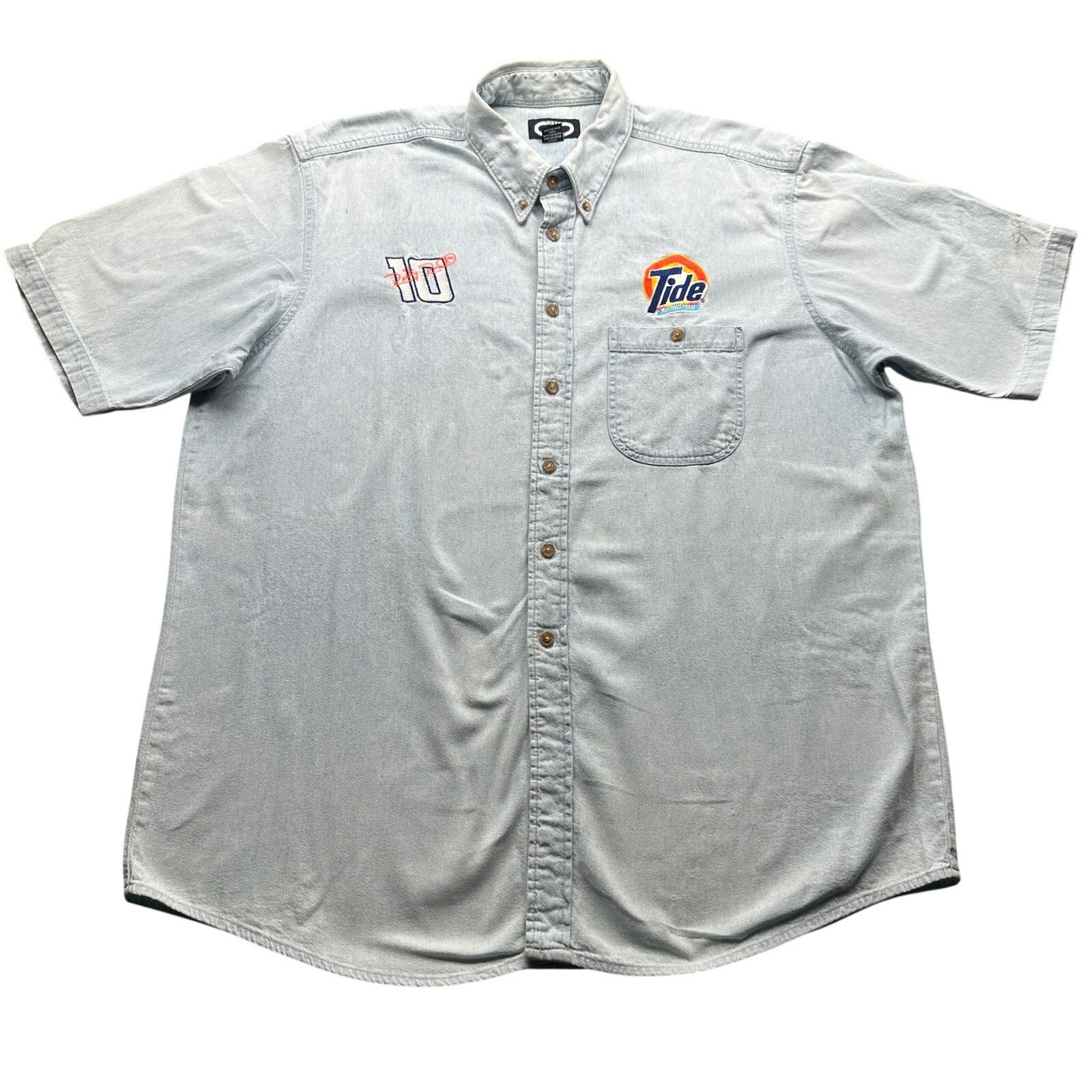 NASCAR Vintage NASCAR Ricky Rudd #10 Tide Denim Shirt Mens XL Size US XL / EU 56 / 4 - 1 Thumbnail