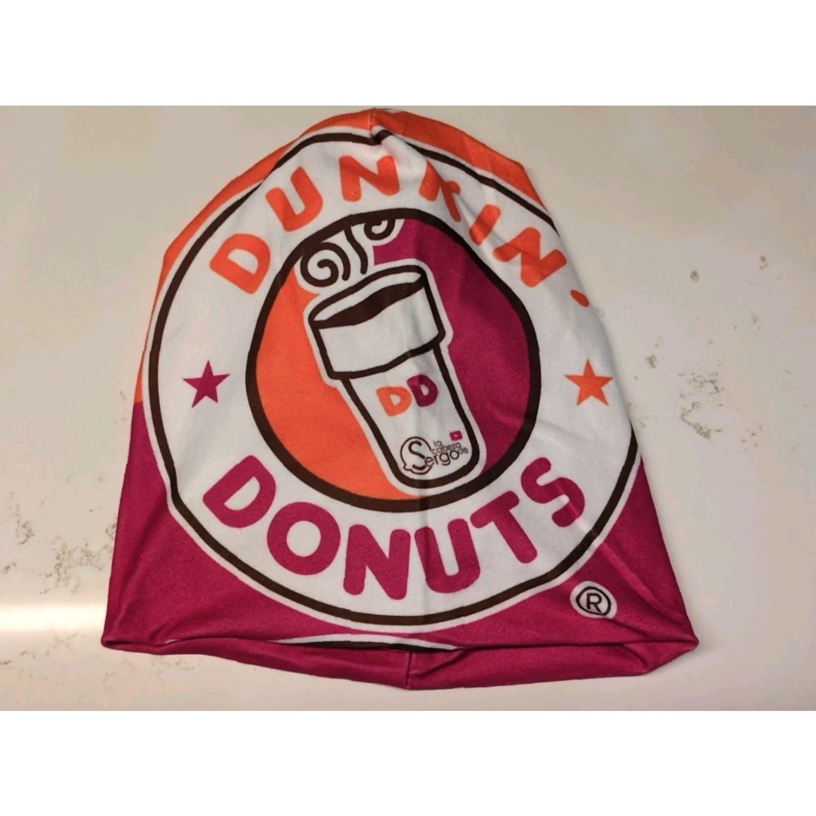 Doublet Dunkin Donuts Beanie Hat Mens One Size Orange Reversible Warm Double Lined Fleece 90s City Beach Skull Colorful Fun Size ONE SIZE - 4 Thumbnail