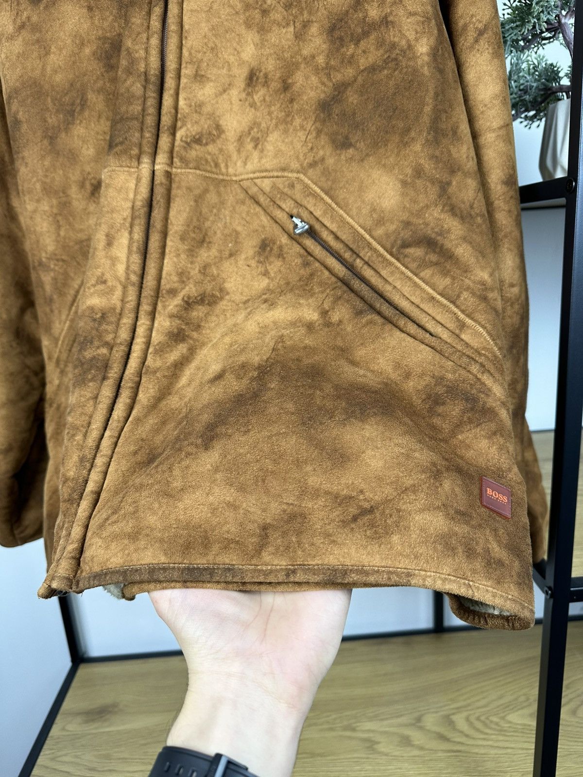 Hugo × Hugo Boss × Vintage HUGO BOSS Tan Faux Sheepskin Fleece Jacket B3 Style Coat Men Size US XXL / EU 58 / 5 - 7 Thumbnail
