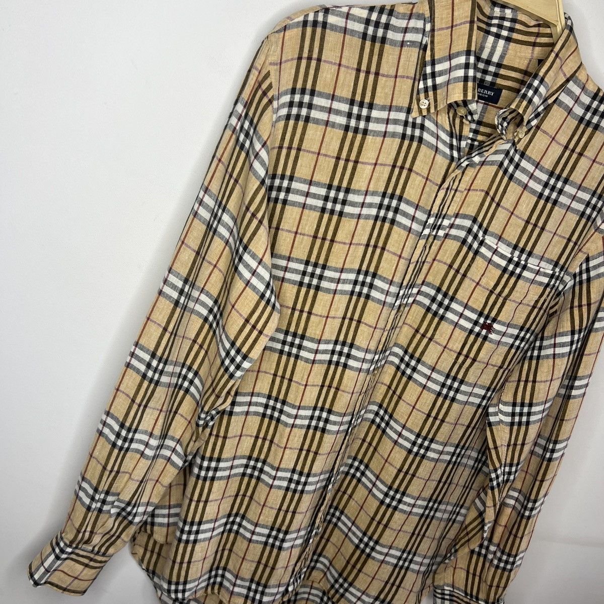 Burberry Burberry Linen Nova Check Shirt Button Up Beige Size US L / EU 52-54 / 3 - 3 Thumbnail