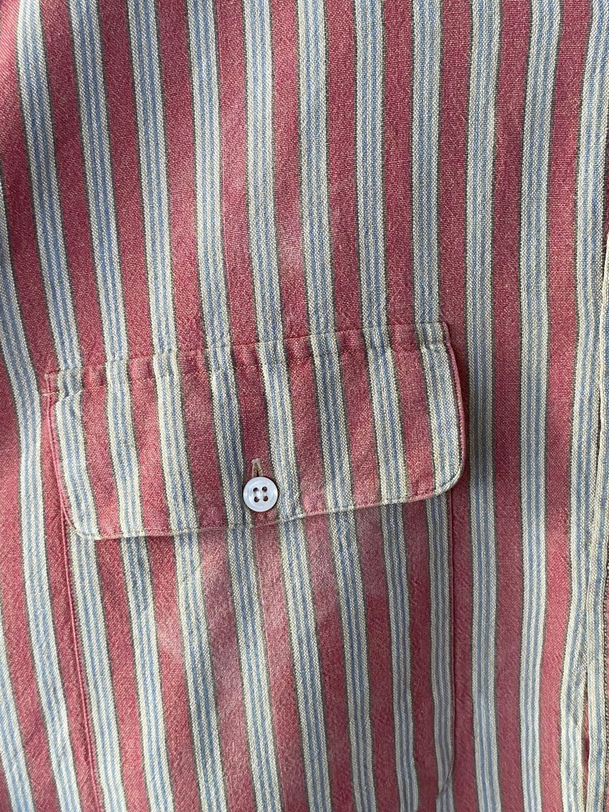 Polo Ralph Lauren Vintage 90s Polo Ralph Lauren Striped Two-Pocket Button-Up Mandarin Collar Long Sleeve Shirt Kemeja Size US XXL / EU 58 / 5 - 8 Thumbnail