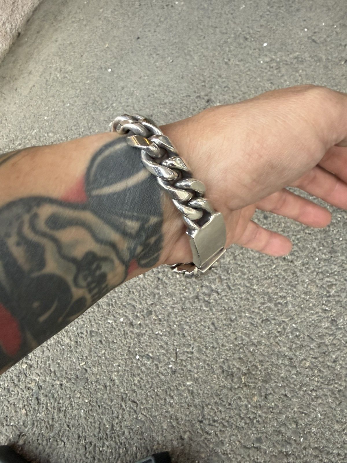 Sterling Silver Vintage 925 Silver Curb Bracelet Size ONE SIZE - 7 Thumbnail