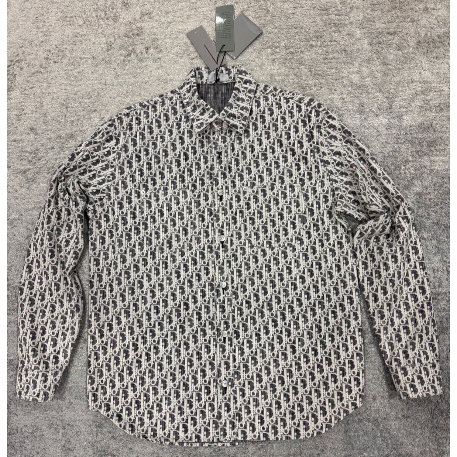Dior Dior Black Grey Oblique Kasuri Cotton Denim Button Up Down Size US M / EU 48-50 / 2 - 2 Thumbnail