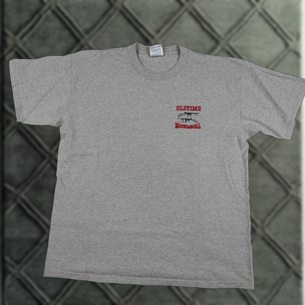 Gildan VINTAGE Thompson Gun Shirt Mens XL Gray Old Time Rock N Roll Graphic Tee Back Size US XL / EU 56 / 4 - 1 Thumbnail