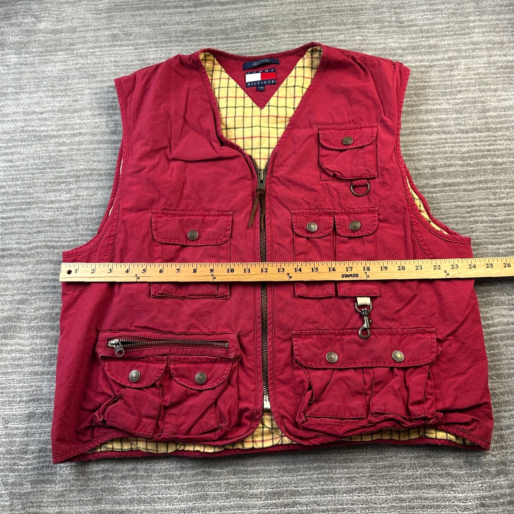 Tommy Hilfiger VINTAGE Tommy Hilfiger Vest Mens XL Red Utility Fishing Hunting Gorp Size US XL / EU 56 / 4 - 6 Thumbnail