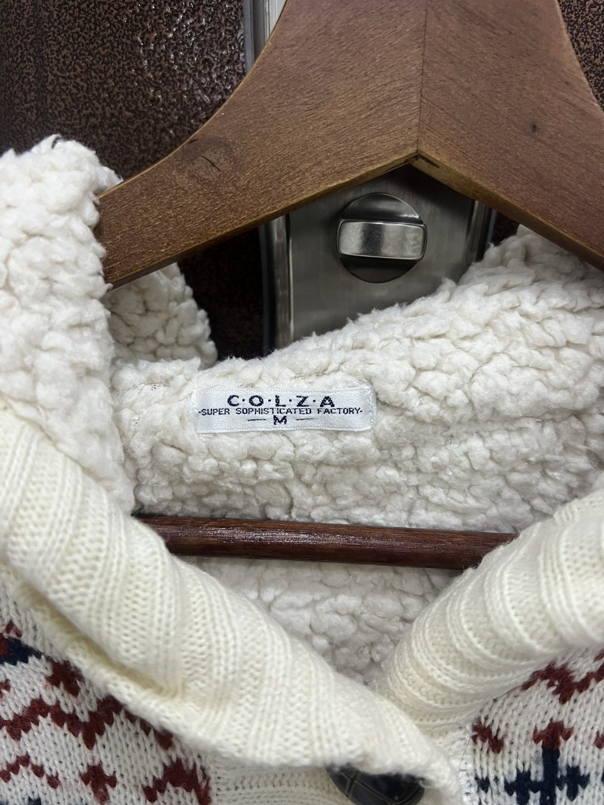 Japanese Brand COLZA Fair Isle Nordic Snowflake Button Up Sweater with Hood Size US M / EU 48-50 / 2 - 8 Thumbnail