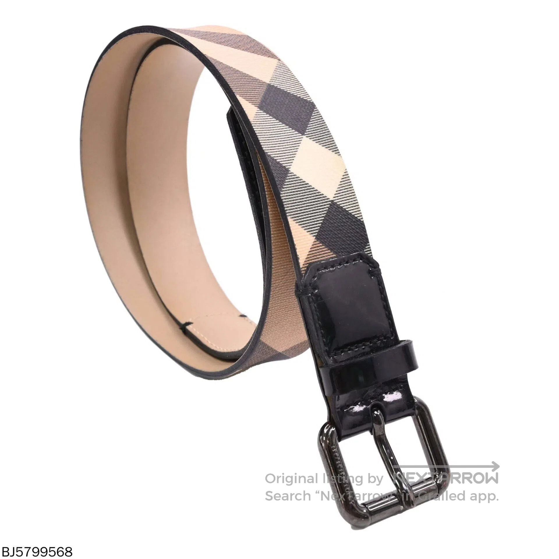 Burberry burberry check canvas leather belt 90×3. Size ONE SIZE - 2 Thumbnail