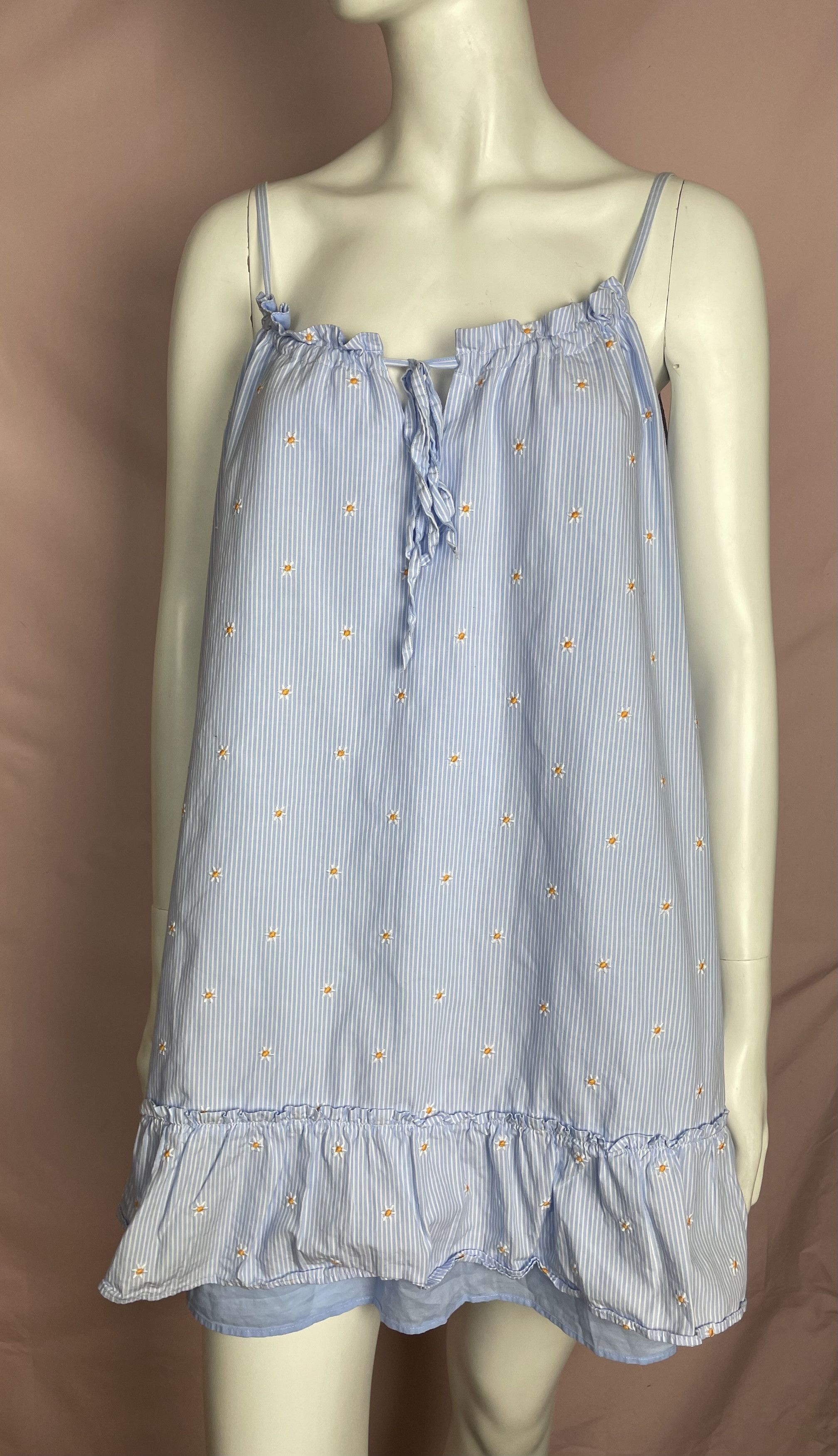 Sezane Sezane Blue Sido Pinstripe Daisy Floral Mini Dress EU 38 Size S / US 4 / IT 40 - 6 Thumbnail
