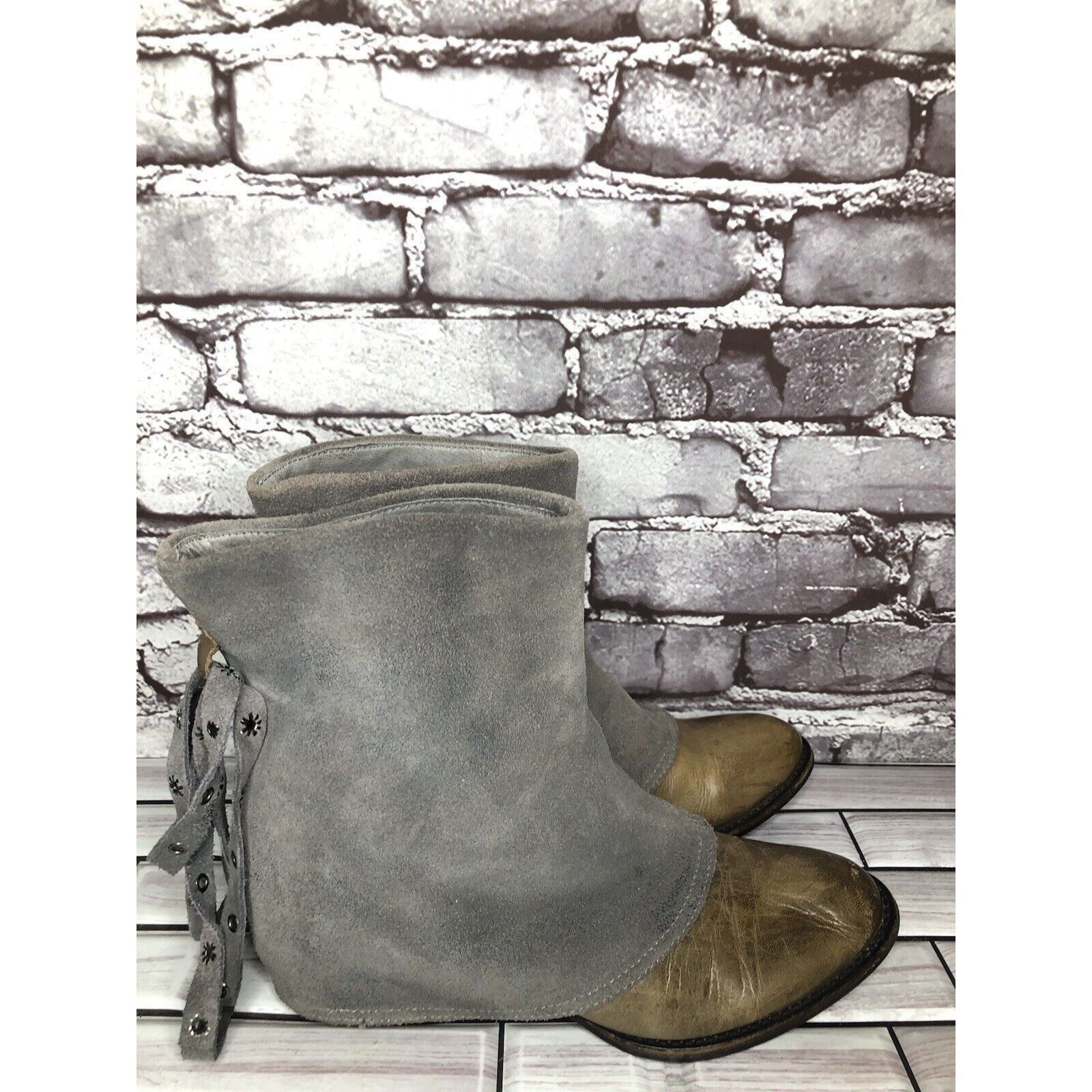 Other Antelope Gray Suede Taupe Leather Dress Casual Heel Boots Wo Size US 6.5 / IT 36.5 - 1 Thumbnail