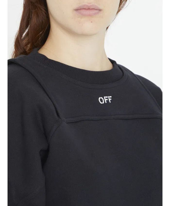 Off-White o1gr1nt0425 Off Stamp Round Crop Crewneck Sweatshirt Black Size L / US 10 / IT 46 - 5 Thumbnail