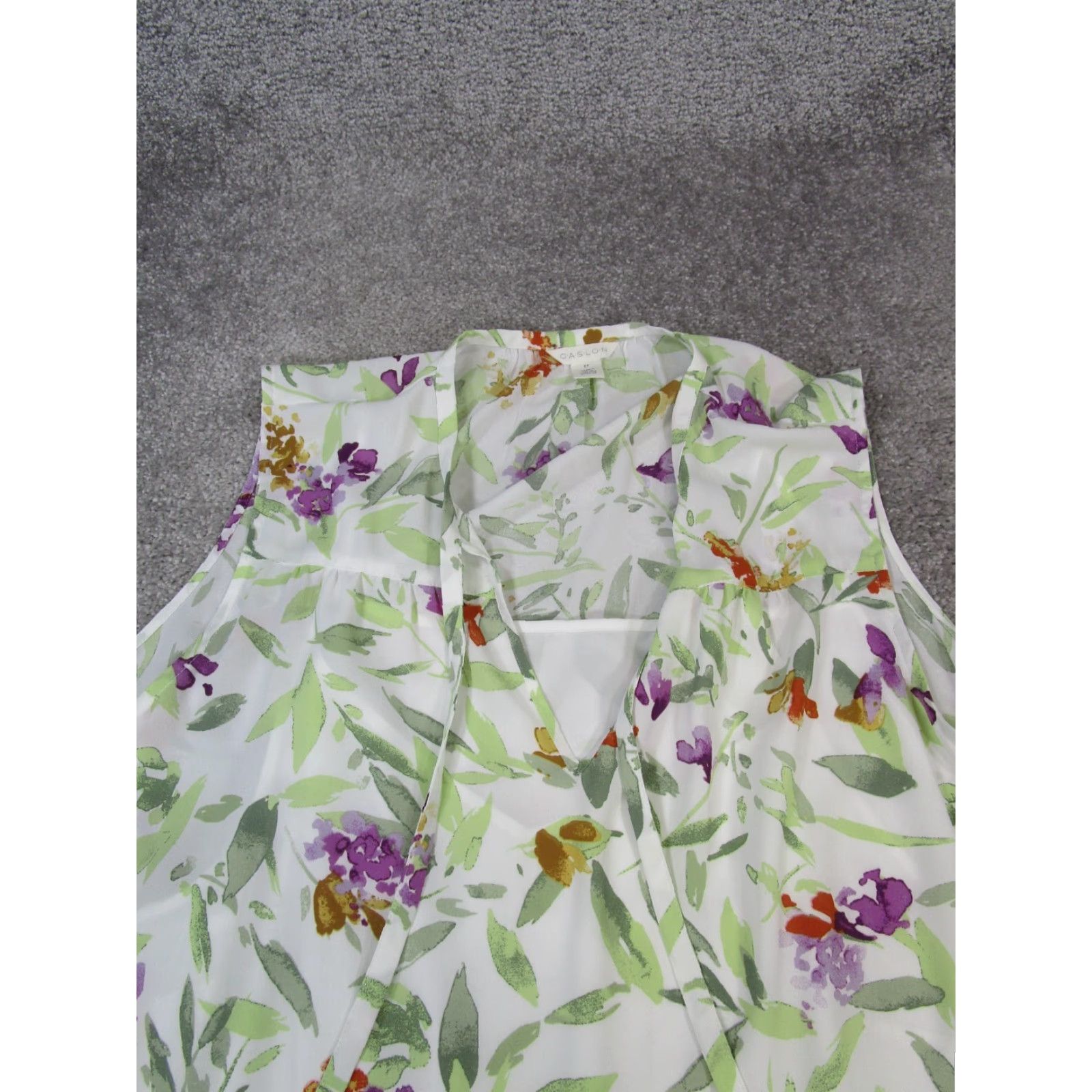 Vintage Caslon Dress Womens 2X Ivory Green Red Purple Floral Blouson New Size XXL / US 16-18 / IT 52-54 - 2 Thumbnail