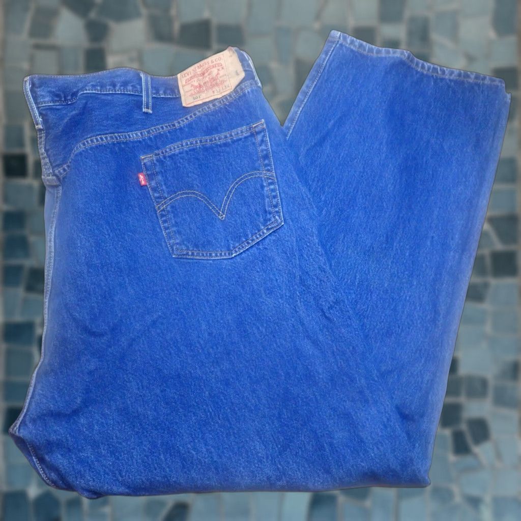 Levi's Levi's 501 Original Fit Jeans Big & Tall Adult Size 52x32 Regular High Rise Dark Blue Cotton Denim Men's Size US 36 / EU 52 - 1 Thumbnail