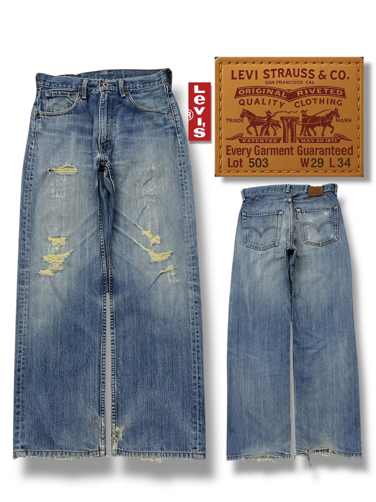 Levi's Baggy Vintage 90s Levi’s 503 Japan - Faded Wash, Distressed Size US 29 - 1 Thumbnail