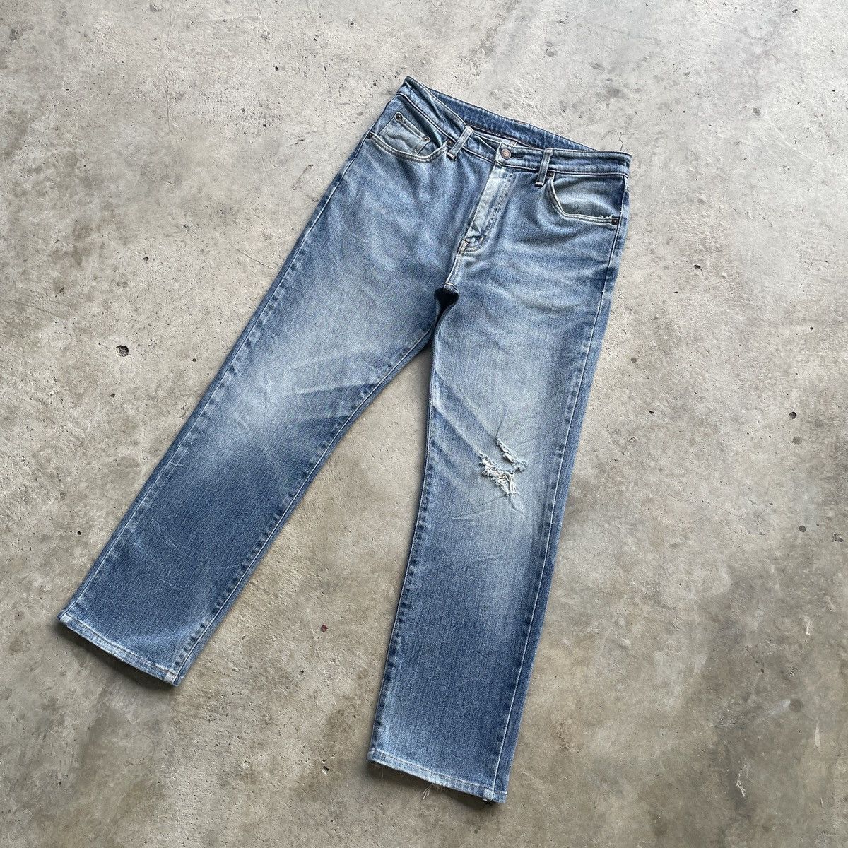 Japanese Brand W31 Vintage Edwin Faded Denim Distressed Jeans Pants Japan Size US 31 - 2 Thumbnail