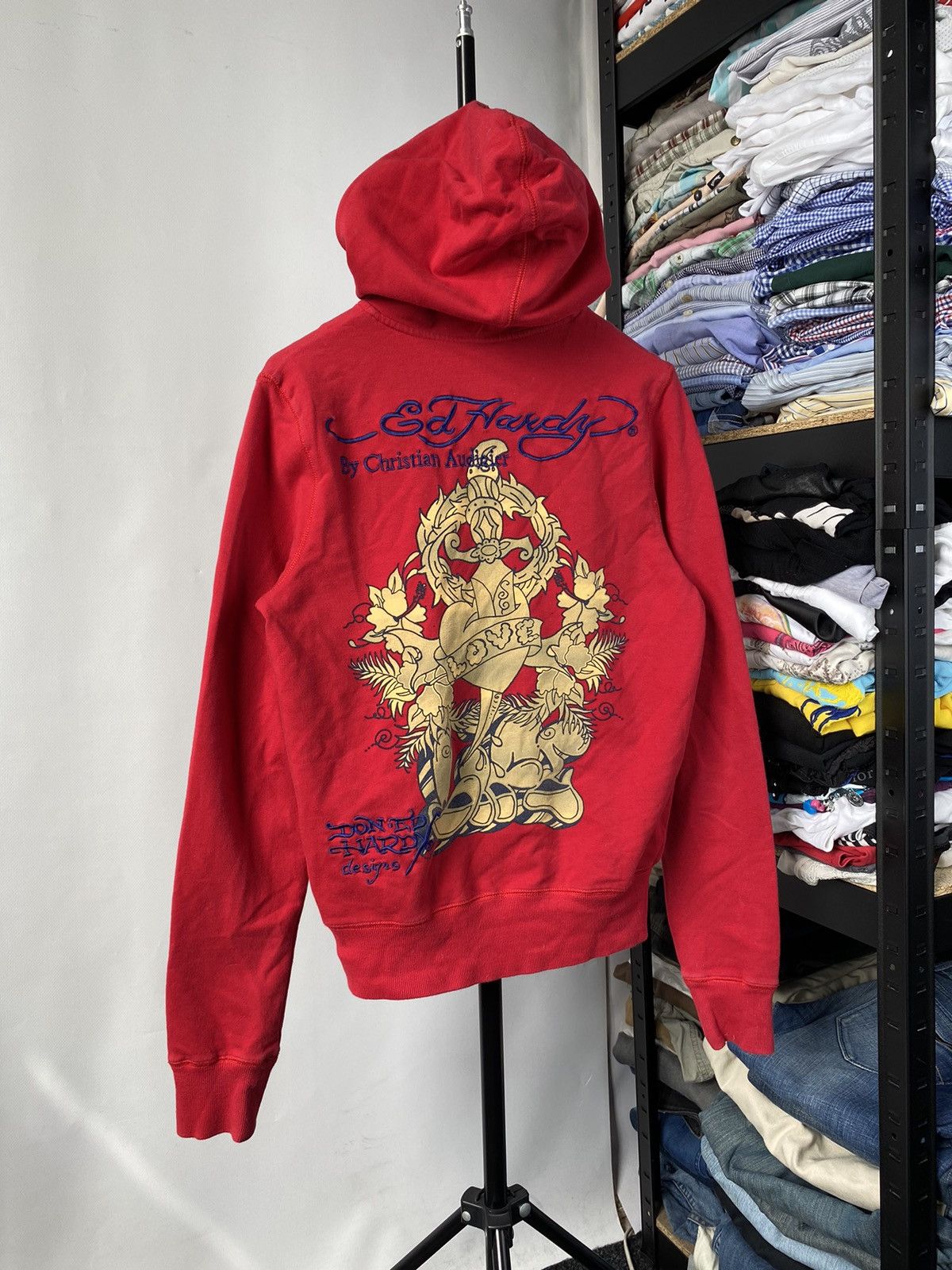 Ed Hardy 🔥Ed Hardy Gothic Tribal Avant Garde Red Hoodie Small wom Size S / US 4 / IT 40 - 1 Thumbnail