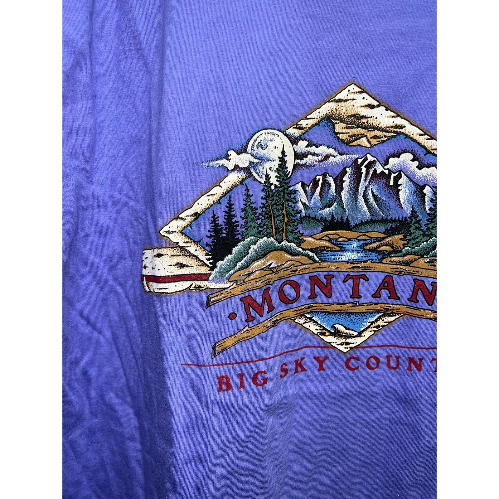 Jerzees Vintage Montana Shirt Big Sky Country Purple Mountain Tee L Size US L / EU 52-54 / 3 - 3 Thumbnail