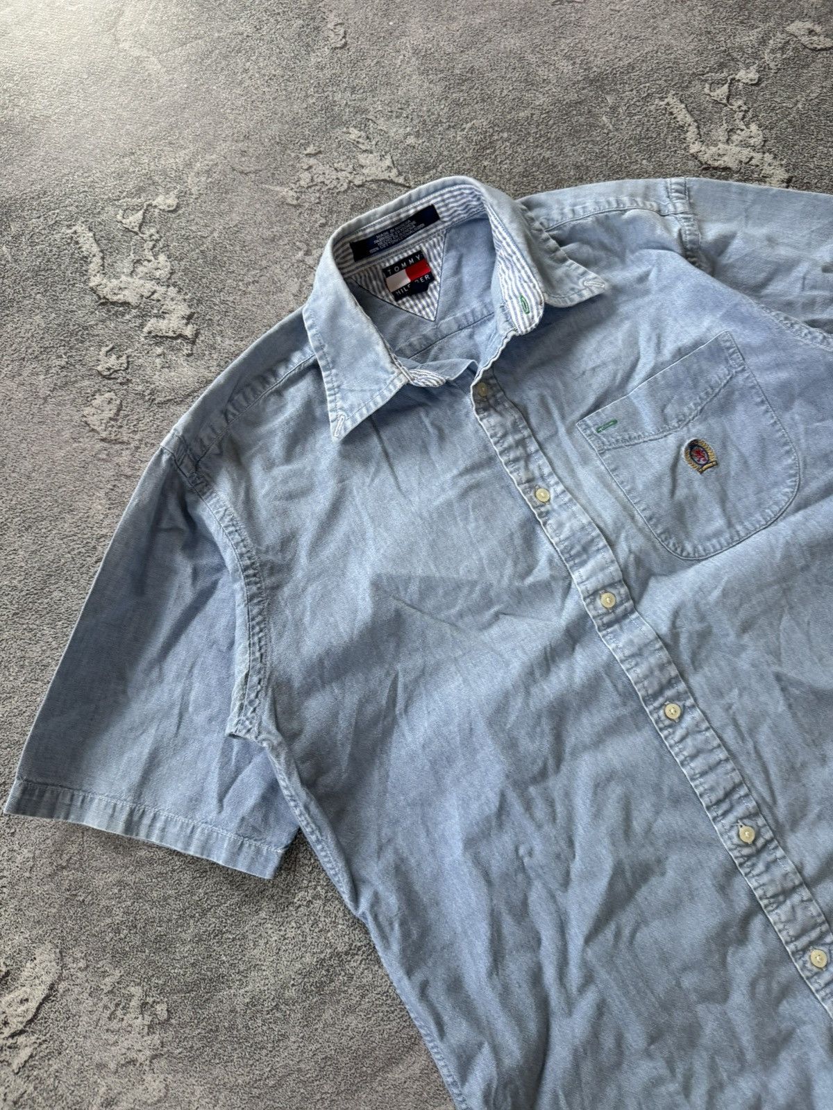 Tommy Hilfiger × Vintage Tommy Hilfiger Wmns vintage denim shirt button up polo tee Size M / US 6-8 / IT 42-44 - 10 Thumbnail