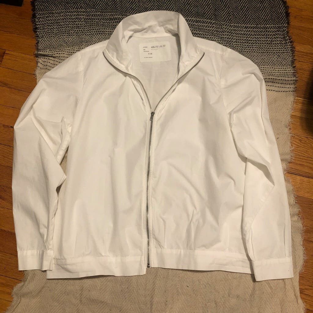 image of Camiel Fortgens Track Jacket Shirt White Cotton Poplin - Large, Men's