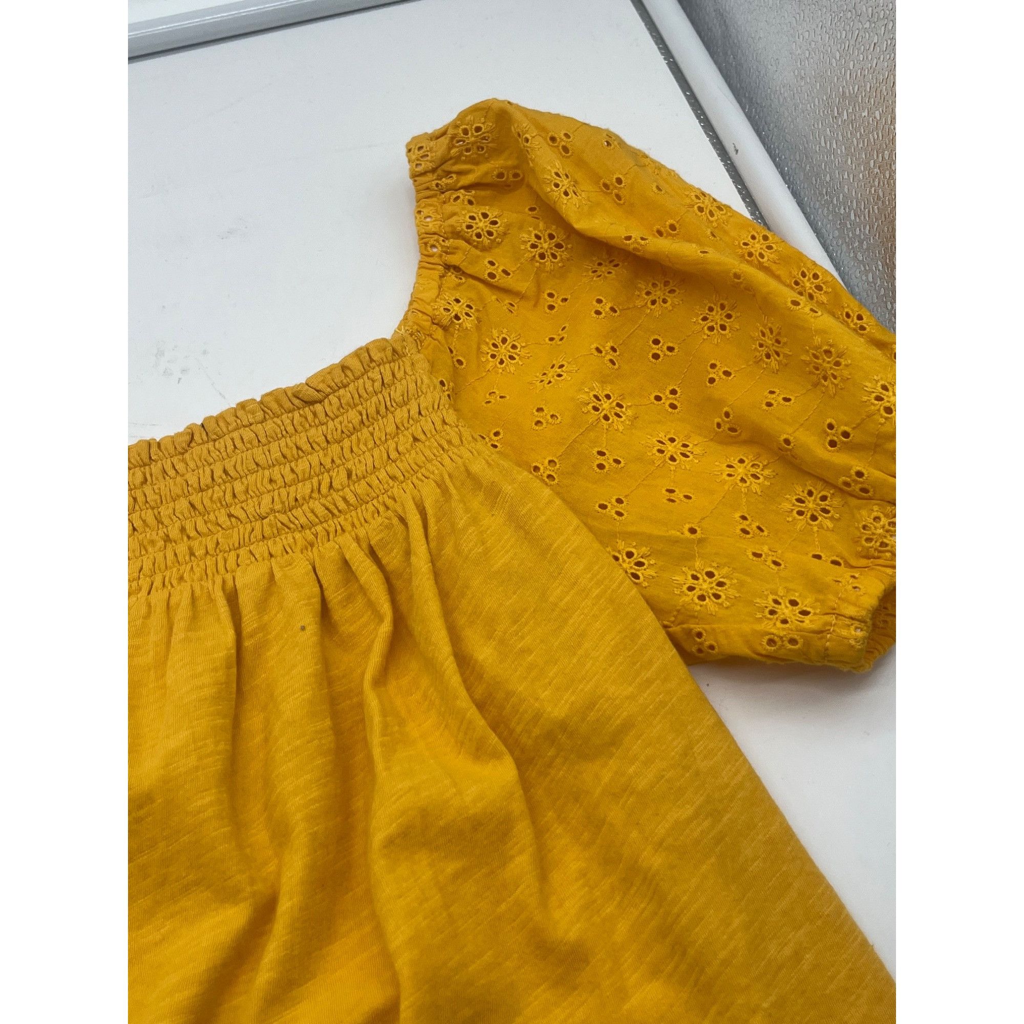 Lucky Brand Lucky Brand women’s Eyelet-sleeve cotton top, warm yellow, S Size S / US 4 / IT 40 - 15 Thumbnail