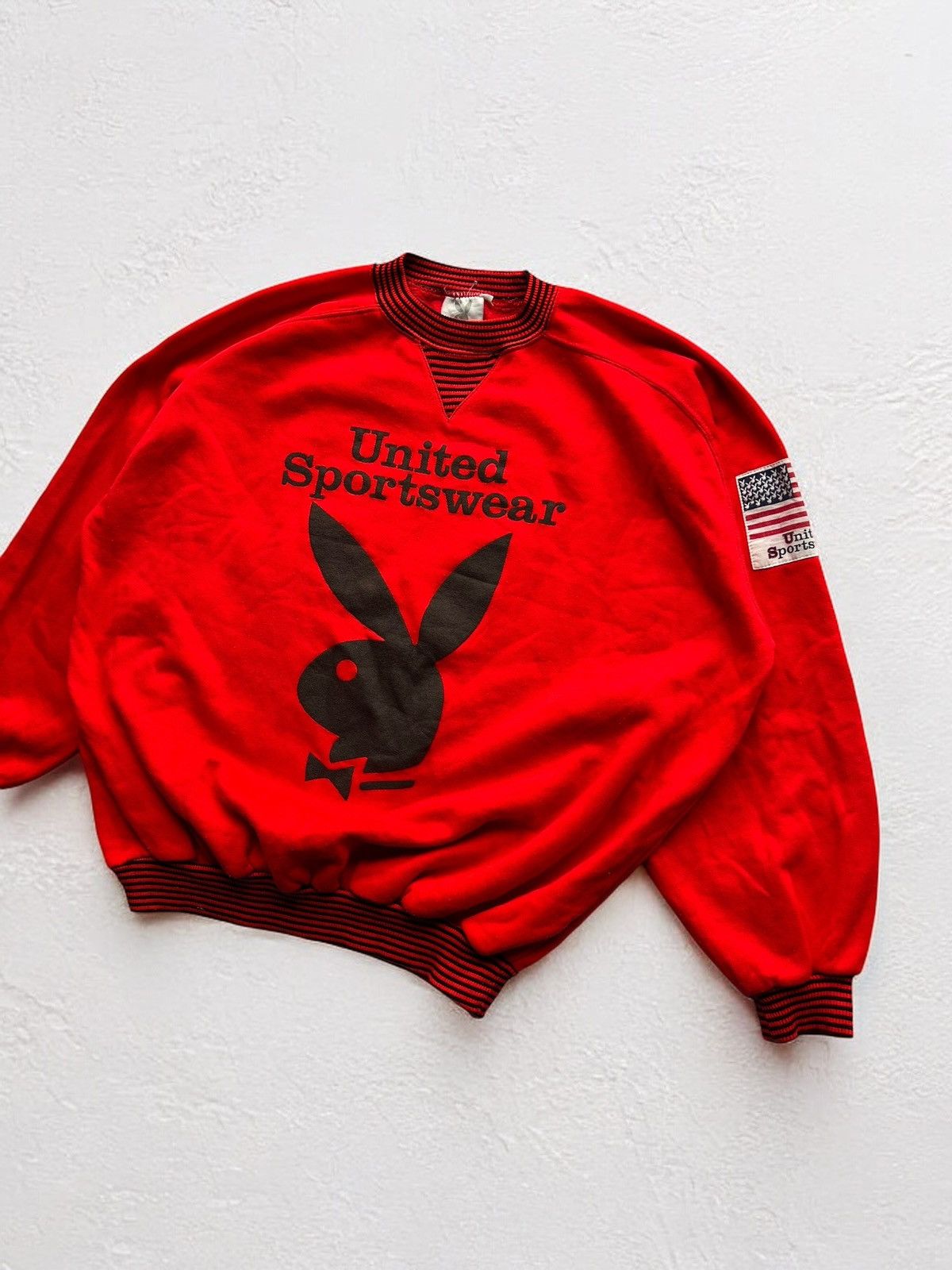 Playboy PLAYBOY 80s LICENSED RARE USA FLAG SWEATSHIRT MADE IN ITALY Size US M / EU 48-50 / 2 - 3 Thumbnail