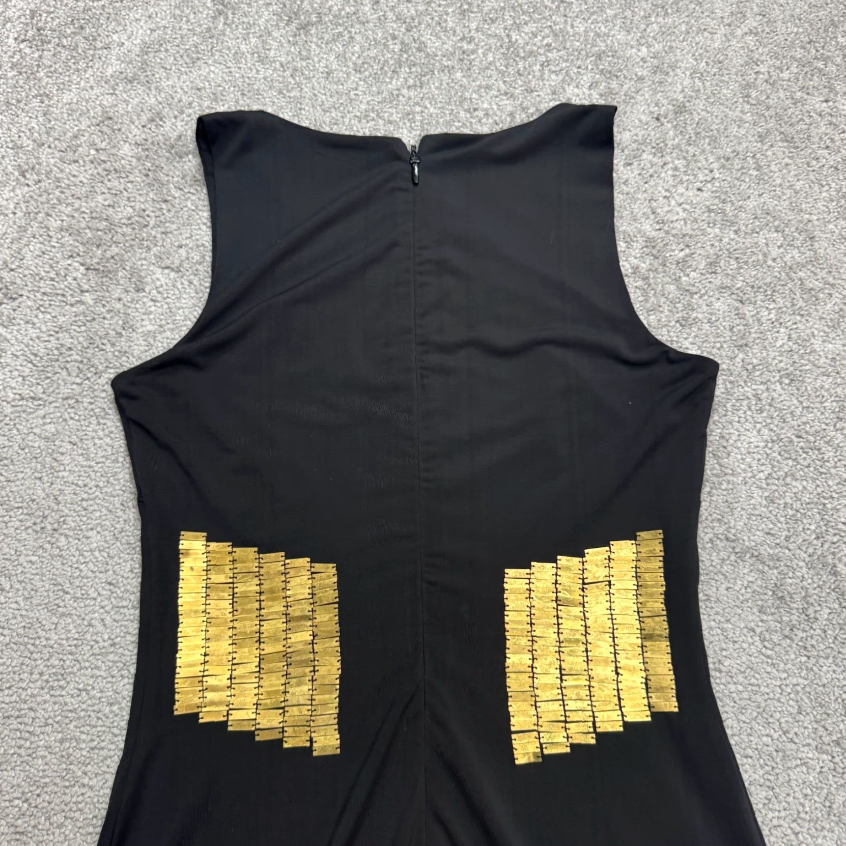 Bebe VINTAGE BeBe Embellished Gold Geometric Bodycon Dress Womens XS Black Sleeveless Stretch Size XS / US 0-2 / IT 36-38 - 4 Thumbnail