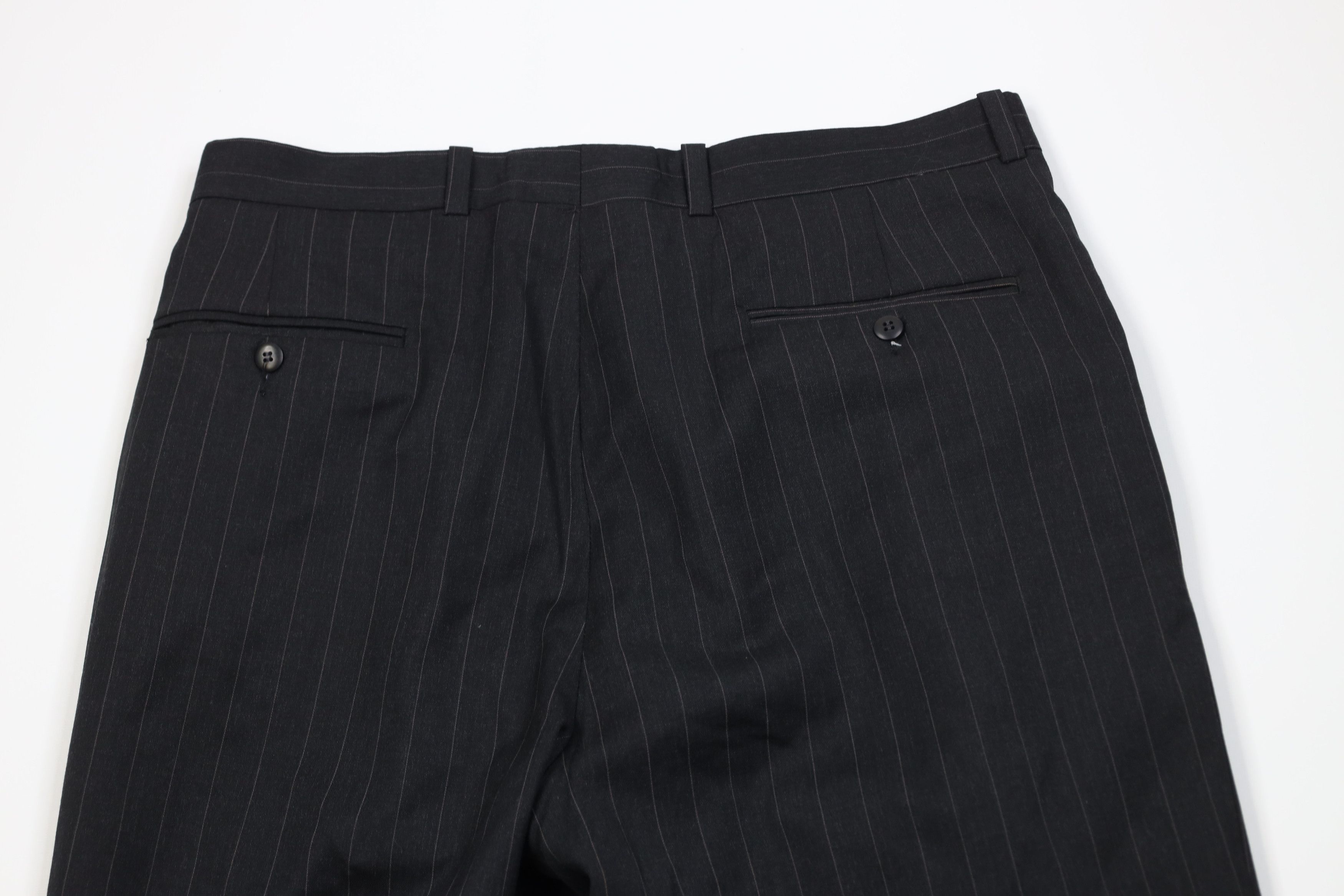 Vintage Vintage 90s Streetwear Pinstriped Wide Leg Chino Pants Black Size US 34 / EU 50 - 10 Thumbnail