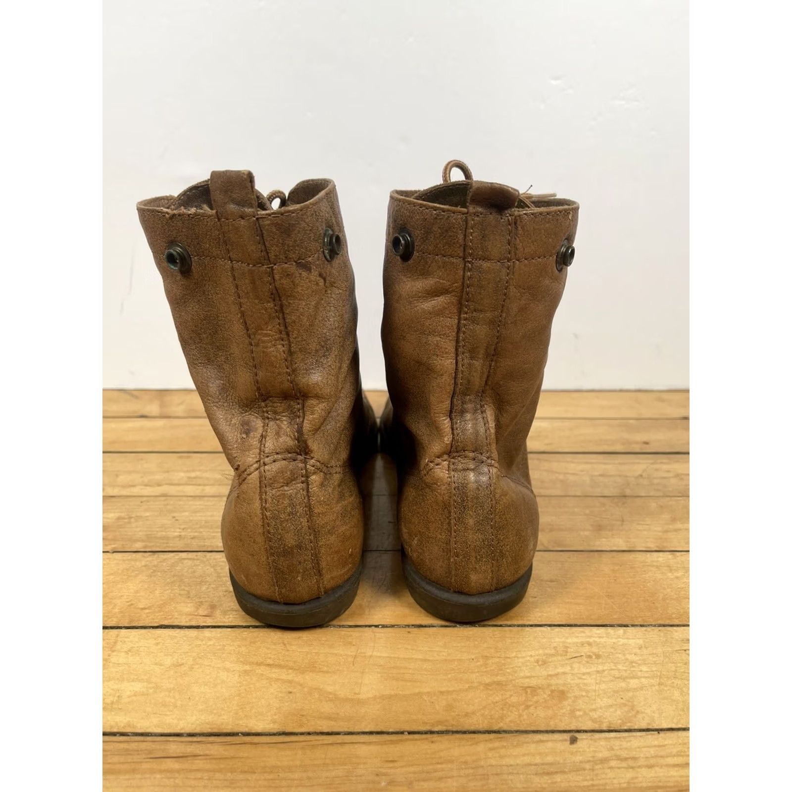 Vintage MIA Patrol Womens Brown Leather Cap Toe LaceUp Casual Ankle Boots Size 6.5M Size ONE SIZE - 4 Thumbnail