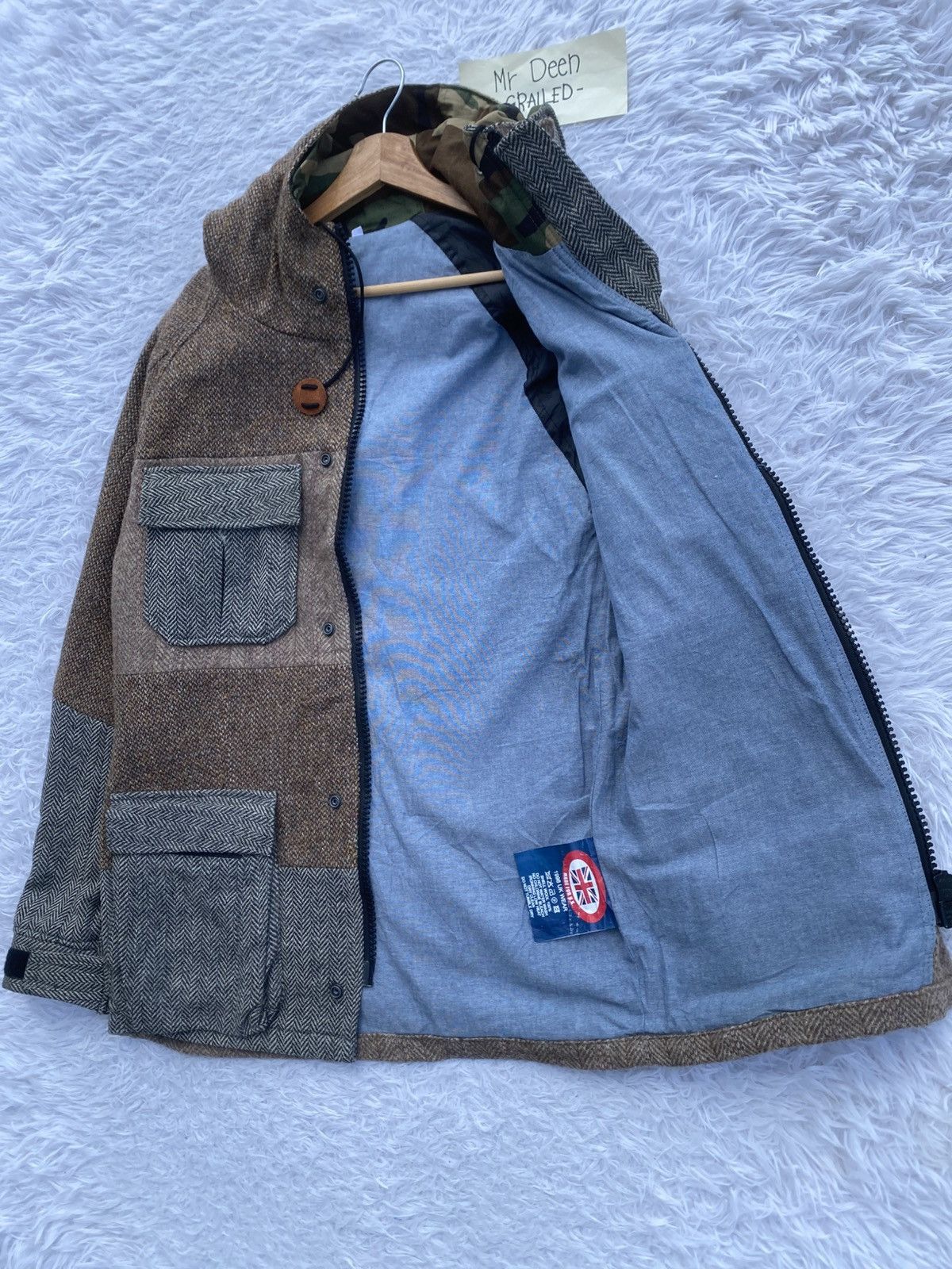 Harris Tweed Rare 1998 Vintage Harris Tweed multitone wool hoodie jacket Size US M / EU 48-50 / 2 - 12 Thumbnail