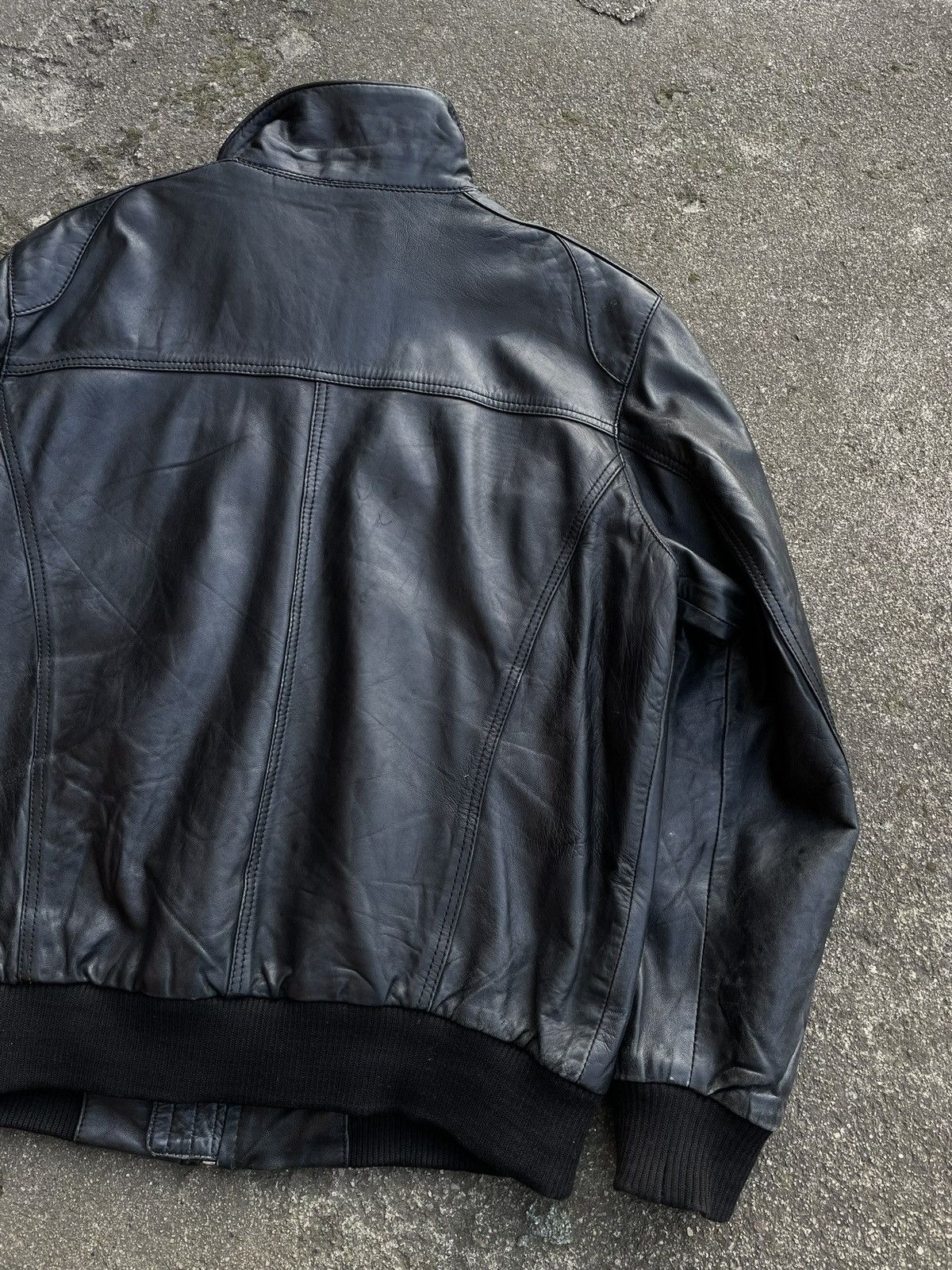 Vintage Washed Black Retro 90s Genuine Real Leater Bomber Punk Rock Size US XL / EU 56 / 4 - 9 Thumbnail