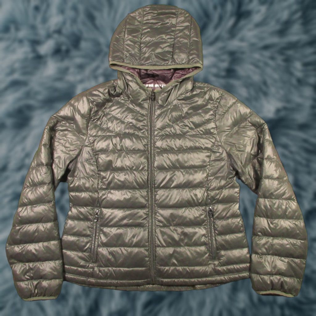Miss Sixty Miss Sixty Down Puffer Jacket Womens L Shiny Charcoal Hooded Packable Coat Size L / US 10 / IT 46 - 1 Thumbnail