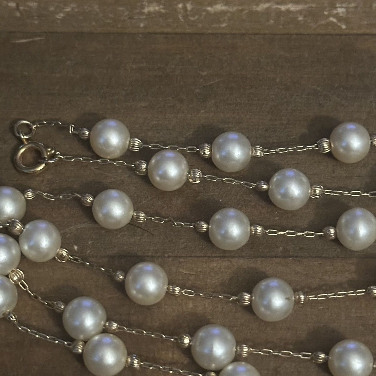Vintage Vintage gold tone station pearl chain necklace and earrings Size ONE SIZE - 3 Thumbnail