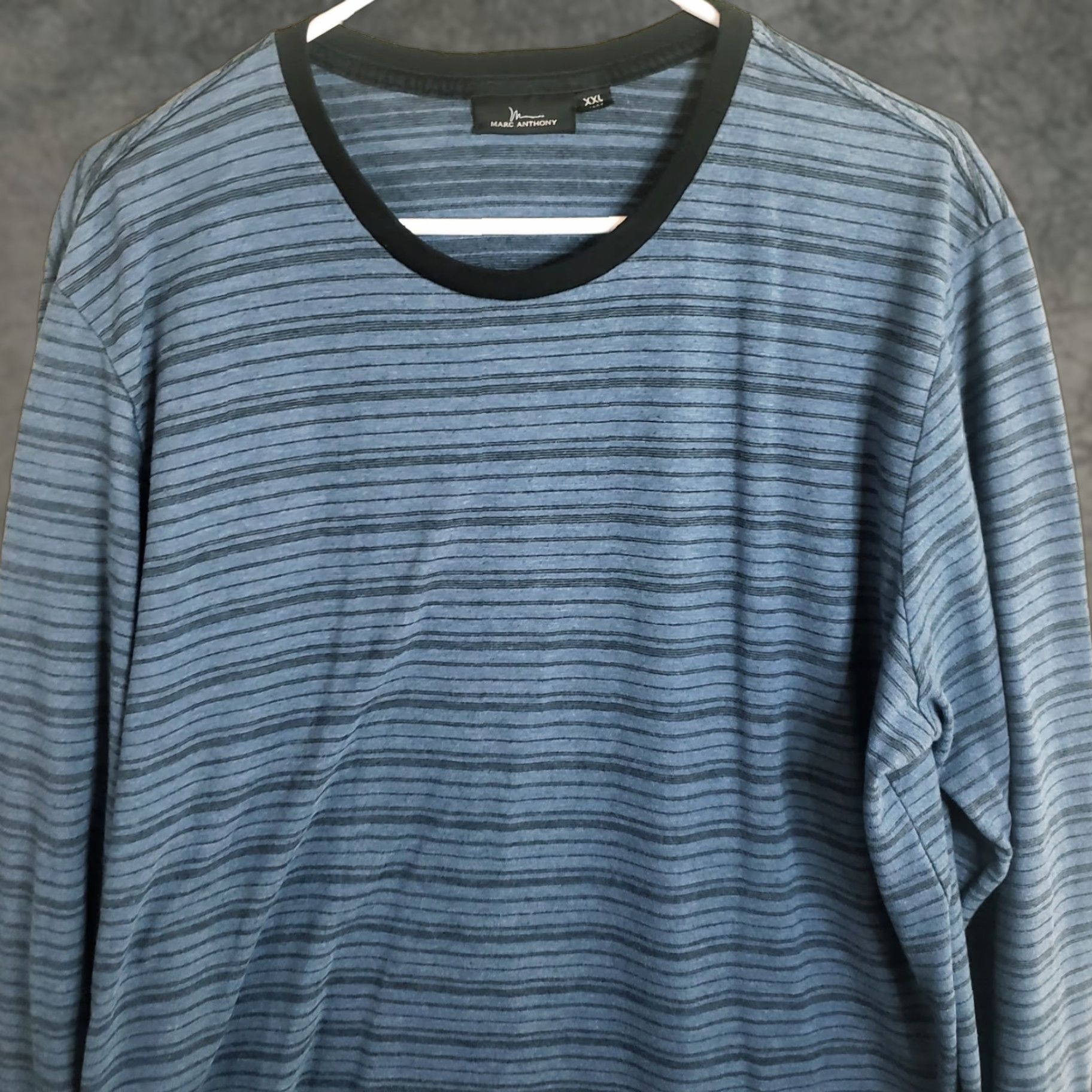 Marcs Men's Marc Anthony Blue Striped Long Sleeve Crew Neck Shirt XXL Size US XXL / EU 58 / 5 - 1 Thumbnail