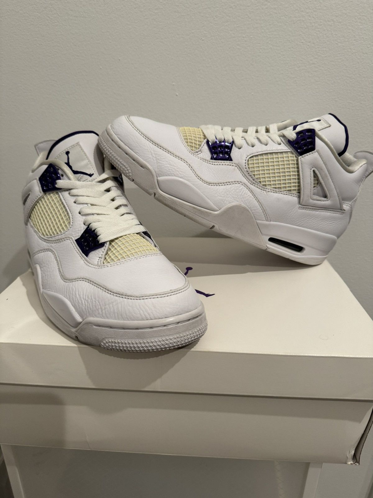 image of Jordan Brand 4 Purple Metallic Shoes in White Purple, Men's (Size 12)