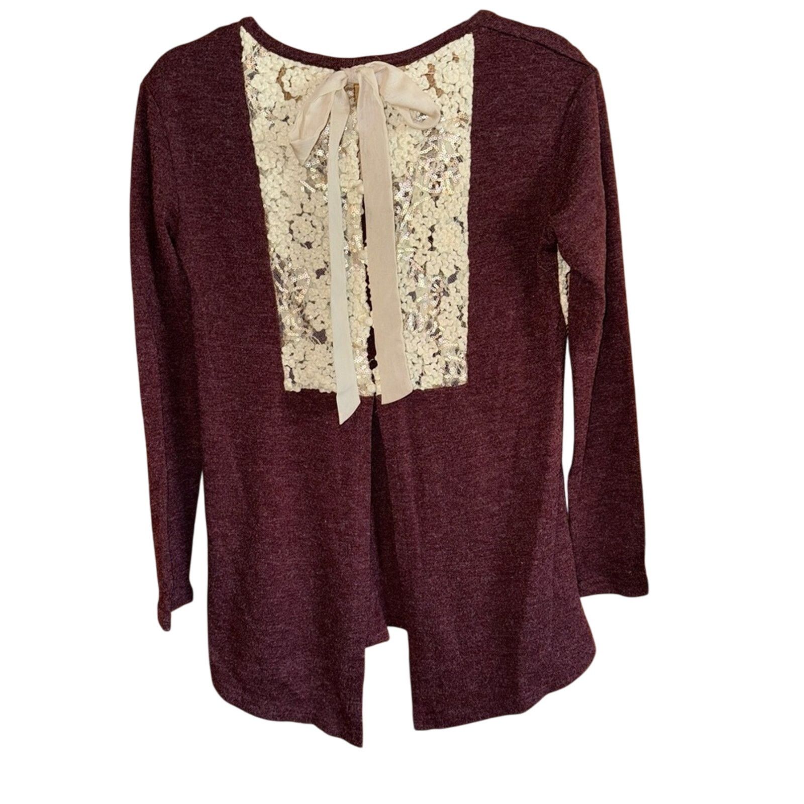 Other a’reve Elegant Burgundy Lace Accent Top Size S / US 4 / IT 40 - 3 Thumbnail