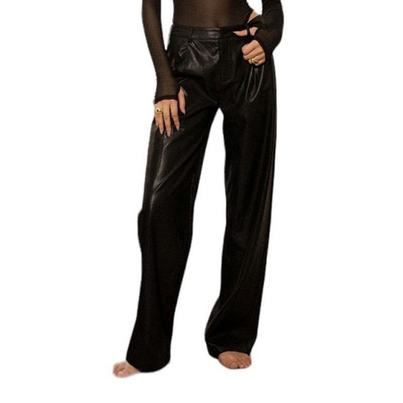 Other Large Black Faux Leather Straight Leg Casual Formal Pants Size 29" - 1 Thumbnail